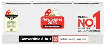 LG Essential Series, 0.8 Ton 2 Star,New star rated, Smart Inverter Split AC (Copper, Convertible 6-in-1 Cooling, Faster Cooling & Energy Saving, HD Filter with AntiVirus Protection, AS-Q11KNVE, White)