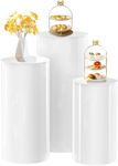 maytopia Cylinder Pedestal Stands for Party 3Pcs, White Round Display Pedestal Stands Table, Cake Flower Pedestal Stand Plinth Pillars for Wedding Bridal Shower Birthday Decoration