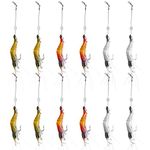 WANBY Artificial Silicone Soft Bait Set Luminous Swimbait Shrimp Fishing Lure with Hooks Fishing Tackle Freshwater/Saltwater (12PCS)