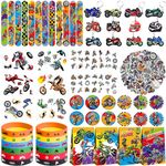 Dirt Bike Party Favor Supplies, Including Gift Bag Tattoo Stickers Badge Slap Bracelets Silicone Wristbands DIY Stickers Keychain, for Motorcycle Theme Party Club Gift Boy Birthday Party Fillers