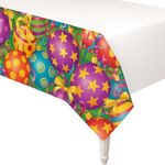 Oojami Pack of 4 Happy Birthday Balloons Table Covers, 54" x 108" Disposable Plastic Tablecloths, Festive Party Decorations for Birthdays, Events, and Celebrations