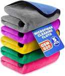 5 Pcs Thick Microfiber Cleaning Cloth – Dual-Layer Cleaning Rags, High-Tensile GSM 600 Fabric, Crafted for Effective Use – 11.8x11.8 Inches Microfiber Towels for Car Detailing, Window, Glass and House