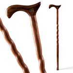 Brazos Handcrafted Wood Walking Cane, Twisted Walnut, Derby Style Handle, for Men & Women, Made in the USA, 34"