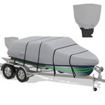 K-Musculo Boat Cover, 12-14 ft Heavy Duty 800D Waterproof Boat Cover, Tear UV Resistant Boat Cover with Motor Cover, Fits V-Hull, Tri-Hull, Runabout Boat Cover (Boat Width 68in, Grey)