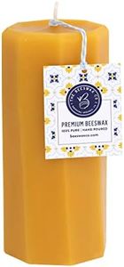 The Beeswax Co Pillar Beeswax Candle - Natural Honey Scented - Long-Lasting & Eco-Friendly - Cotton Wick - Slow Burning - Hand Poured Pure Organic Bees Wax - Spiral Octagon