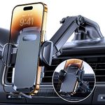 Miracase Car Phone Holder【Super Suction Cup & Ultra Stable Double Steel-Hook】 Universal Mobile Phone Holder for Car, 360° Rotation Car Phone Mount for all 4.5"-7" Smartphone