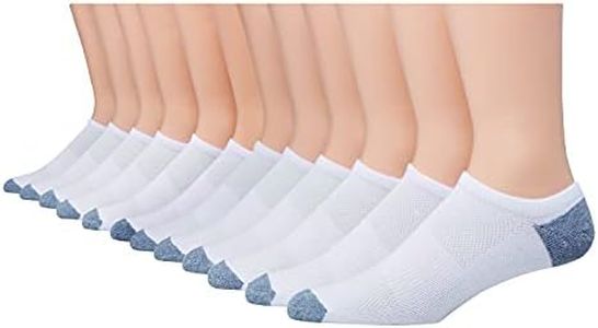 Hanes Men's X-Temp Lightweight No Show Socks (Pack of 12 Pairs), White, 6-12