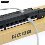 Network Patch Panel, 24 Port 1U Rack Mountable CAT6 Patch Panel Pro RJ45 110 Network Mini Patch Pane, Easy to Install, Cable Distinction, No Rust and Durable(RJ45 Straight)