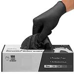 Black Nitrile Disposable Gloves - Latex-Free, Powder-Free, Pack of 100, Strong and Puncture-Resistant, Medical, Food Handling, Tatoo Barber Shop Gloves (Large)