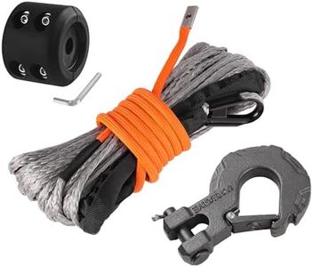 Ucreative 1/4 Inch x 50 Feet Synthetic Winch Rope 10,000LBs Line Cable with Upgraded Hook and Stopper for ATV UTV