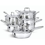 Paderno 11-Piece Stainless-Steel Cookware Set | Kitchen Pots and Pans Set with Covered Steamer