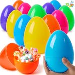 JOYIN 12 Pieces 7" Jumbo Plastic Bright Solid Easter Eggs Assorted Colors for Filling Treats, Easter Theme Party Favor, Easter Eggs Hunt, Basket Stuffers Fillers, Classroom Prize Supplies Toy