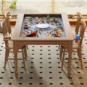 Board Game Table with Removable Top -Solid Wood 72" Convertible Game Table Seats 6 to 8 Players for DND, Poker Nights, and Family Get-Togethers