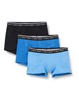 Calvin Klein Men’s 3-Pack of Boxers Trunks 3 PK with Stretch, Black/Delft/Silver Lake Blue, S [Amazon Exclusive]