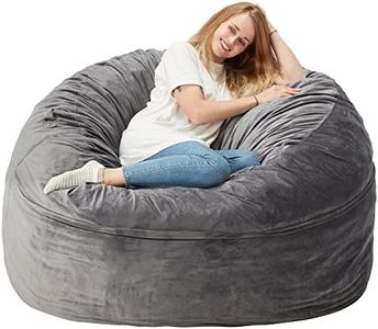 HABUTWAY Bean Bag Chair: Giant 5' Memory Foam Furniture Bean Bag Chair with Microfiber Cover - 5Ft,Silver Grey