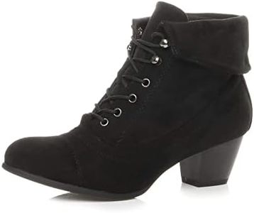 Ajvani Women's Mid Heel Lace Up Vintage Fur Cuff Pixie Ankle Boots Size 9 40