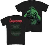 Goosebumps Men's The Haunted Mask with Book List Front and Back Design T-Shirt, Black, XX-Large