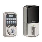 Weiser Aura Satin Nickel Bluetooth Door Lock, Remote Sharing Compatible with Alexa and Google Assistant, Auto Lock, Create, Disable and Delete Codes Via App, Scheduled and Maintain up to 250 Codes