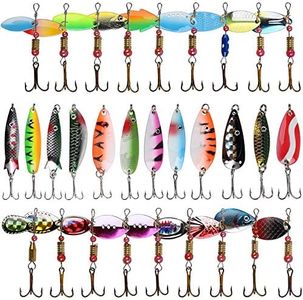 Fishing Lures Kit for Trout - 30pcs/Box Fishing Spoons Spinners Spoon Lures for Pike Variety Kit Hard Metal Fishing Baits Colorful Fishing Lure for Pike Trout Salmon Walleye