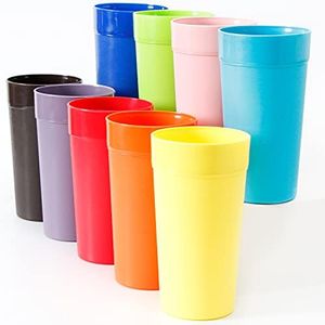 Youngever 18 Pack 600ml Plastic Tumblers, Unbreakable Drinking Glasses, Plastic Cups 9 Assorted Colors