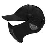 AOUTACC Half Face Airsoft Mesh Mask and Cap Set, Tactical Foldable Mesh Mask with Ear Protection for Airsoft Paintball BB Gun with Adjustable Baseball Cap (Black)