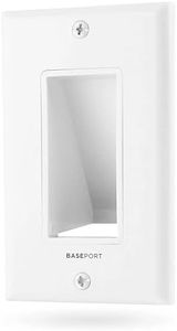 BASEPORT Recessed Cable Wall Plate for Behind Wall Cable Management - White Wall Plate Cable Pass Through with Low Voltage Mounting Bracket to Hide TV Cords for Wall Mount TV, Bottom Opening, 6 pack
