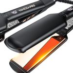 VANESSA PRO Hair Straightener Flat Iron, 100% Pure Titanium Flat Iron for One Pass to Achieve a Sleek Look, Curls Beautifully & Straightens Well - 2 inches