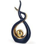 Misvayli Modern Abstract Art Ceramic Statue, Ornaments for Living Room，Elegant Ceramic Spiral Sculpture Home Decoration, Hopeful Flame Nordic Art Sculpture for Dining Room Living Room Office (Bleu)