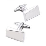 MERIT OCEAN Silver Classic Cufflinks for Men Stainless Steel Wedding Business Gifts (Silver)