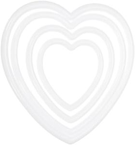 PATIKIL Dream Catcher Rings Set, 4 Sizes Plastic Heart Shape Macrame Wreath Floral Ring Hoop for Home Car DIY Craft Wedding Wall Hanging Decorations, White