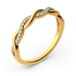 Jeulia Moissanite Twist Round Cut Gold Band for Engagement Anniversary Eternity Promise Wedding Band Ring Set with Jewelry Box (Yellow Gold Plated Silver, S 1/2)