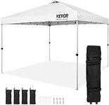 VEVOR Pop Up Canopy Tent, 10 x 10 ft, 250 D PU Silver Coated Tarp, with Portable Roller Bag and 4 Sandbags, Waterproof and Sun Shelter Gazebo for Outdoor Party, Camping, Commercial Events, White