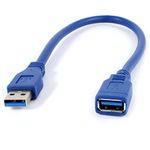 Pluto Accessories KEBILSHOP USB Extension Male to Female Cable 30 cm/1 feet USB 2.0 V High Speed USB Cable (Blue) for Personal Computer, Printer, Television