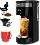 Sunvivi Iced Coffee Maker, Single Serve Coffee Maker with 3 Brewing Options for K Cup Pod or Ground Coffee, 30oz Removable Water Reservoir & Reusable Filter, Ideal for Home & Office, Black