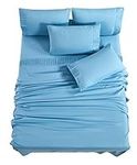 Home Beyond & HB design - 4-Piece Pleated Twin Bed Sheets Set - Soft Brushed Microfiber Sheet Set with Deep Pocket - Wrinkle Fade Resistant Bedding Sheets with 2 Pillowcases - (Twin, Blue)