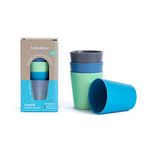 Bobo&Boo Bamboo Kids Cups Set of 4 Drinking Cups for Kids Eco Friendly Toddler Cups Without Lids ~ Non Toxic & Reusable ~ Great Gift for Baby Showers Birthdays & Preschool Graduations Coastal