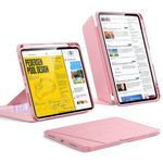 ESR for iPad Pro 11 Inch Case (M5/M4) Cover 2025/2024, Vertical Stand Cover, Multi Stand Angles, Ultra-Stable Case for iPad Pro 11 with Pencil Holder, Flip Series, Pink