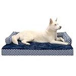 FurHaven XL Orthopedic Dog Bed Comfy Couch Plush & Decor Sofa-Style w/Removable Washable Cover - Diamond Blue, Jumbo (X-Large)