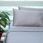 100% Organic Cotton Twin XL Light Gray Sheet Set- Sateen Weave- 3 Piece- 400 Thread Count- GOTS Certified- Soft Silky Shiny - Luxury Finish- Fits Upto 17" Deep Mattress Pockets- Environment Friendly