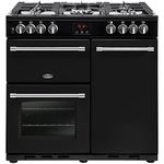 Belling Farmhouse 90DFT Dual Fuel Range Cooker, Black, 90cm