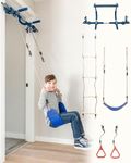 Gym1 6-Piece Doorway Gym for Kids, Includes Door Sensory Swing, Indoor Pull-Up Bar for Adults, Rings, Hanging Trapeze, Ladder & Knotted Rope, Holds Up to 300 Lbs