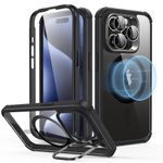 ESR for iPhone 15 Pro Case, Full-Body Shockproof MagSafe Case, Exceeds Military-Grade Protection, Magnetic TPU Phone Case for iPhone 15 Pro, 2-Part Tough Case with Stand, Armor Series, Clear Black