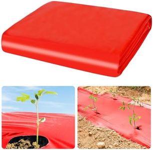 UNIFAMILY 2 Mil Red Mulch, 4 x 25 Ft Red Mulch for Landscaping Increases Tomato Harvest, Garden Plastic Red Mulch Film, Red Planting Mulch Film for Tomatoes Strawberries Watermelons Carrots