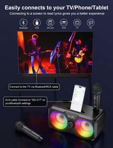 Karaoke Machine with 2 Wireless Microphones – Portable Bluetooth Speaker