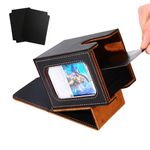 Venssu MTG Deck Box for Commander Display,Card Deck Box Fits 100 Double Sleeved Cards, TCG Card Storage Box with 2 Dividers and 1 Toploader (Black＆Brown)