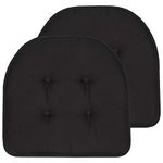 Sweet Home Collection Chair Cushion Memory Foam Pads Tufted Slip Non Skid Rubber Back U-Shaped 17" x 16" Seat Cover, 2 Pack, Black