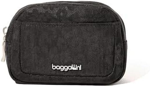 Baggallini Women's Pocket Cosmetic - Lightweight Bag - Travel Essentials Makeup Organizer Mini, Black Cheetah Emboss, One Size