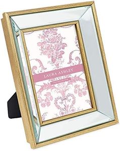 Laura Ashley 5x7 Gold Beveled Mirror Picture Frame - Classic Mirrored Frame with Deep Slanted Angle Made for Wall Décor Display, Photo Gallery and Wall Art (5x7, Gold)