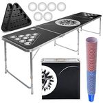 Jago® Beer Pong Table Set for Adults from 18-8 ft, Includes 6 Balls & 100 Cups, Height Adjustable/Foldable, Aluminium - Beer Pong Tables, Beer Pong, Beer Pong Table, Party Table, Drinking Games