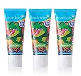 brush-baby Mild Spearmint Toothpaste for Kids 3+ Years Contains Xylitol and Fluoride for Strong Teeth, Healthy Gums & Fresh Breath (Pack of 3 x 50ml Tubes)